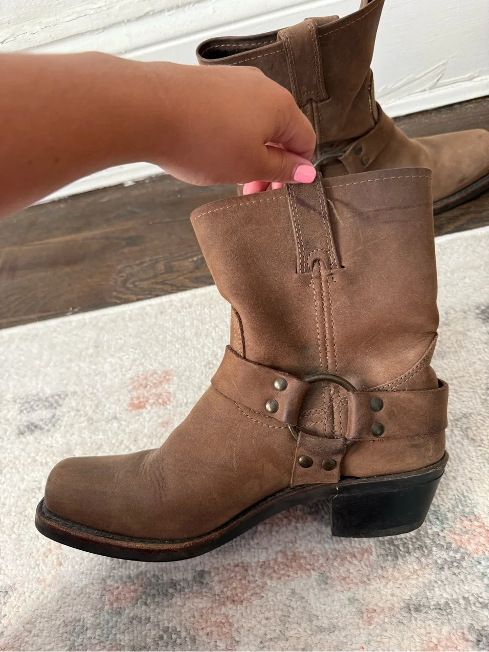 Vintage Frye Brown Suede Harness Ankle Boots 8.5/9